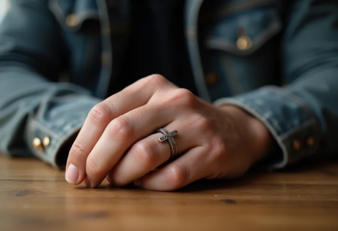 bague croix homme