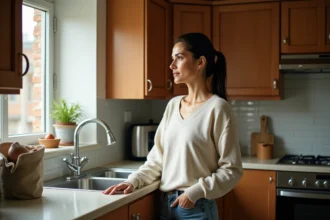 Femme dans sa trentaine dans une cuisine chaleureuse