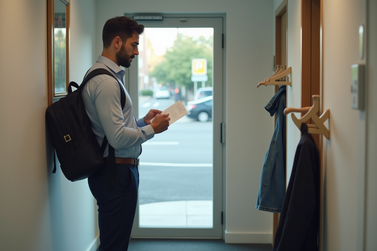 Homme vérifiant sa liste avant de partir au travail