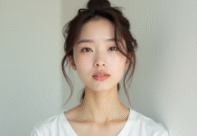 Jeune femme à la peau fraîche et élégante en lumière naturelle