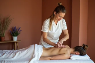 Masseuse professionnelle réalisant un massage suédois dans un salon de massage à Toulouse