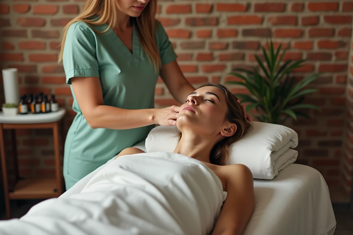 Massage du visage et du cuir chevelu dans un spa boutique au centre de Toulouse