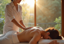 Massages relaxants dans un spa moderne ambiance sereine